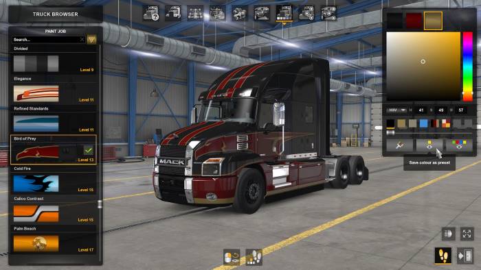 American Truck Simulator rgb color picker